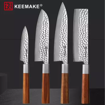 Кухонный нож шеф-повара KEEMAKE из нержавеющей стали 9CR19mov 8 ''Gyuto 7'' Santoku Nakiri 5 '', практичный нож с деревянной ручкой, Подарочная коробка, инструменты