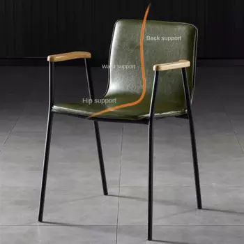 Кухонный обеденный стул в скандинавском стиле, современное минималистичное металлическое промышленное кресло, спинка для ресторана, мягкая мебель