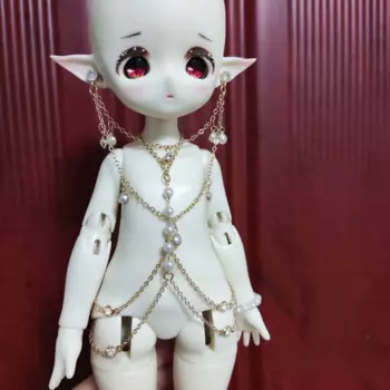 Кукла 1/6 BJD с искусственным жемчугом и кристаллами, цепочка для тела в Европейском стиле, Экзотический стиль, чистые искусственные серьги-цепочки для груди, украшения