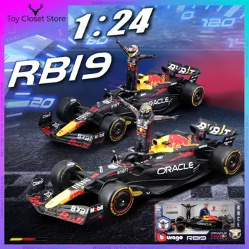 Кукла Bburago 1:24 Max Verstappen и F1 Red Bull Rb19, литая под давлением модель автомобиля из сплава, литая под давлением модель, роскошный автомобиль из сплава, подарок для детей