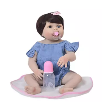 Кукла Bebes с куклой-новорожденным 55 см, имитация ребенка, синяя джинсовая юбка, заколка для волос, детские игрушки, детские праздничные подарки