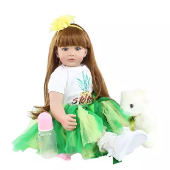 Кукла Bebes с тканевым телом 60 см, кукла возрождение, длинные волосы, Красочное платье, детская силиконовая игрушка, детский праздничный подарок
