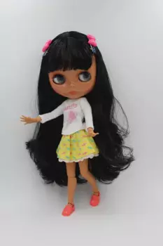 Кукла Blygirl Blyth, черные волосы BL48517, черное тело с 19 суставами, 1/6 тело, рука может поворачиваться
