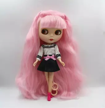 Кукла Blygirl, blythe, розовые волосы, можно закрыть глаза, матовая маска, Обнаженная кукла, 30 см, обычное тело, кукла, можно сделать макияж