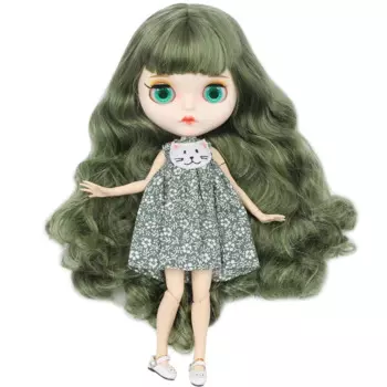 Кукла Blyth ICY DBS с белой кожей, шарнирное тело, новое матовое лицо, зеленые смешанные цвета, вьющиеся волосы, «сделай сам», игрушка в подарок