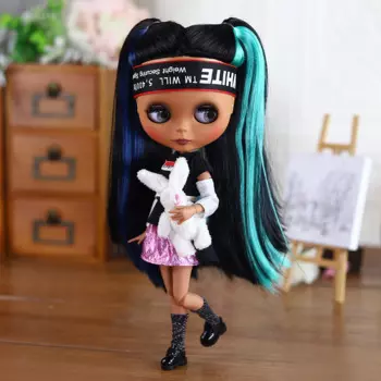Кукла Blythe ICY DBS с матовым лицом, Обнаженная кукла с черной кожей и красочными волосами, шарнирное тело, подарок для мальчика и девочки
