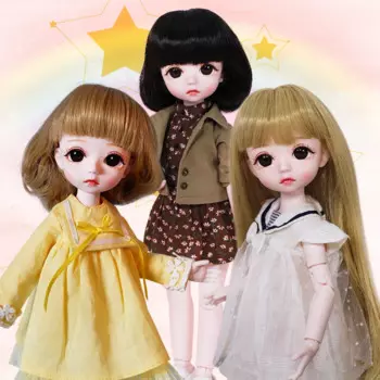 Кукла DBS Little Angel 1/6 BJD 28 см, механическая шарнирная с макияжем, включая парик для головы, одежду и обувь для девочек SD