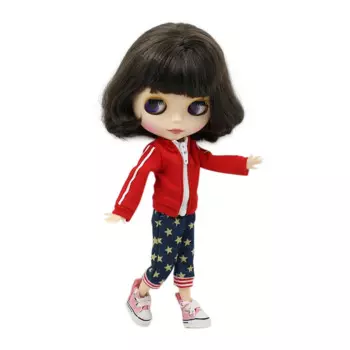 Кукла ICY DBS Blyth, черные, коричневые волосы, короткие волосы, для суставов, матовое лицо, 1/6 30 см, аниме игрушка, подарок для девочек