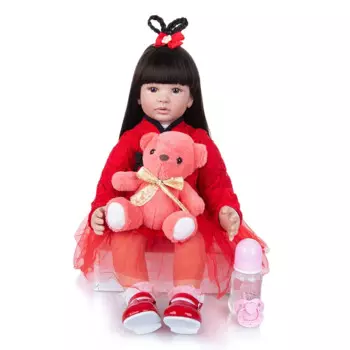 Кукла реборн bebes Реалистичная, тканевая кукла с прямыми волосами, для детей, подарок на Рождество, 60 см