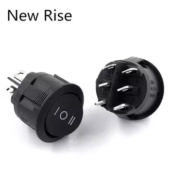 1 шт., KCD1, диаметром 23 мм, флуоресцентный 6-контактный ВКЛ./ВЫКЛ., 3-позиционный клавишный переключатель, 10 А, 125 В переменного тока