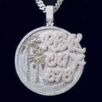 Кулон Iced Out, ювелирные изделия в стиле хип-хоп, стерлинговое серебро 925 пробы, роскошная большая круглая форма, VVS, подвеска из муассанита на заказ