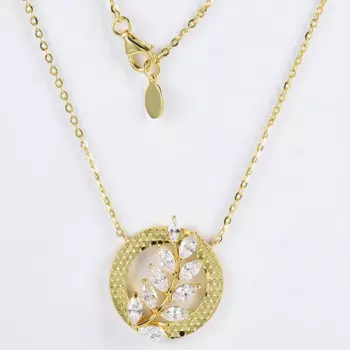 Кулон из серебра 925 пробы с фианитами, 18 К