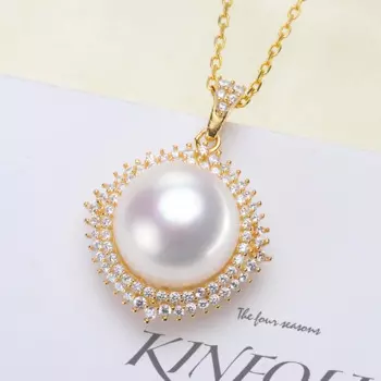 Кулон из серебра 925 пробы с жемчужинами круглой формы