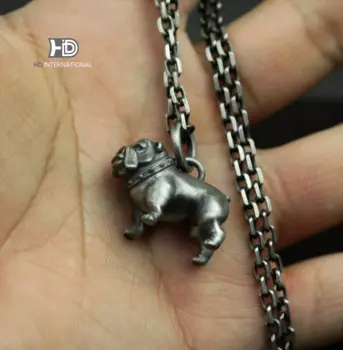 Кулон из серебра 925 пробы в виде бульдога