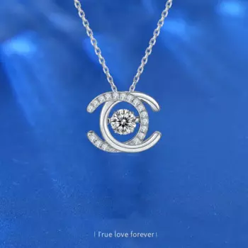 Кулон с муассанитом, серебро 925 пробы, 18 К