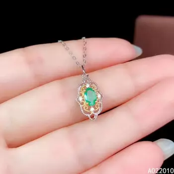 Кулон женский из серебра 925 пробы с изумрудом