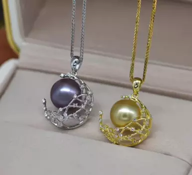 Кулон женский из серебра 925 пробы, с жемчугом