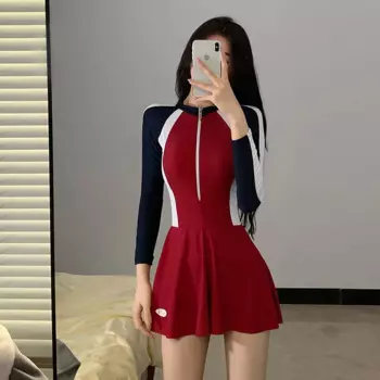 Купальник с длинным рукавом для женщин, Рашгард, купальный костюм, Монохромное танкини, чистая лайкра Girl, большие размеры, прекрасный купальный костюм