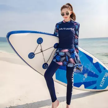 Купальник-тройка женский с длинным рукавом и юбкой