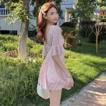 Купальники, юбка, сетчатый кружевной Цельный купальник-танкини, Женский плавленый купальный костюм 2024, корейский купальный костюм с длинным рукавом, женский