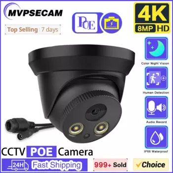 Купольная потолочная IP-камера видеонаблюдения, 4K POE, уличная водонепроницаемая, с ночным видением, 8 Мп, аудио