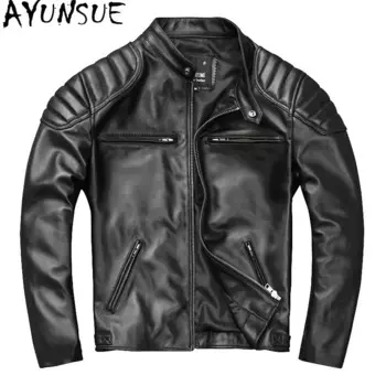 Куртка AYUNSUE из овечьей кожи, осенняя мужская одежда, красивые мотоциклетные куртки, модные стоячие короткие стильные мужские куртки