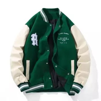 Куртка-бомбер мужская демисезонная, из шерсти и ПУ кожи