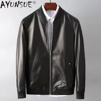 Куртка-бомбер мужская из натуральной кожи, 5XL, LXR463, 2020