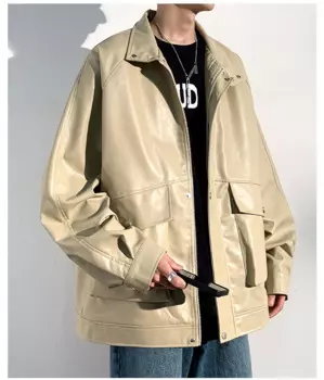 Куртка-бомбер мужская из ПУ кожи, на осень/зиму