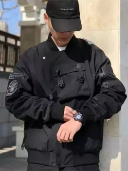 Куртка-бомбер мужская в стиле панк/хип-хоп с вышивкой