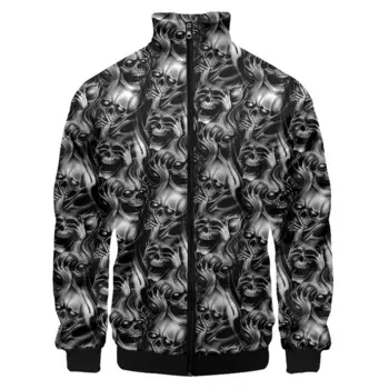 Куртка-бомбер на молнии с 3D-принтом черепа