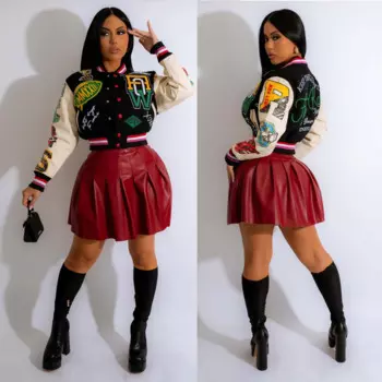 Куртка-бомбер женская с принтом, Осень-зима