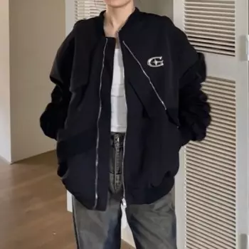 Куртка-бомбер женская в стиле Харадзюку, на молнии