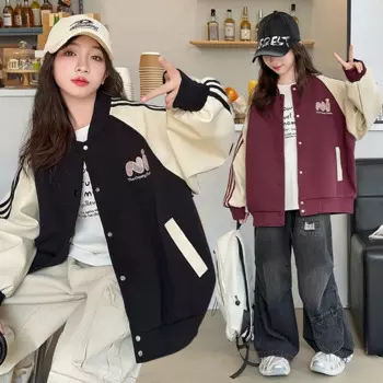 Куртка для девочек 2 цветов с вышивкой алфавита Корейская Ветровка простая модная бейсбольная куртка осенняя одежда для девочек