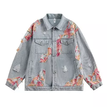 Куртка джинсовая мужская оверсайз в стиле хип-хоп