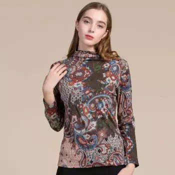 Куртка из 100% чистой шерсти с высоким воротником, двойной шерстяной свитер, вязаный свитер с принтом большого размера,