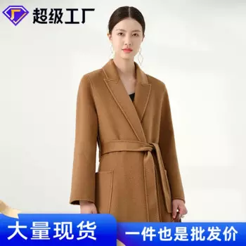 Куртка из чистого кашемира верблюжьего цвета, Женская Длинная шерстяная куртка, стильный халат