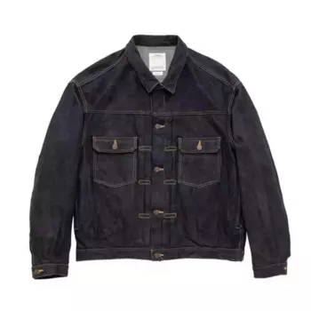 Куртка из джинсовой ткани VISVIM WMV KOFU 101XX JKT RAWMUD, свободная, красная