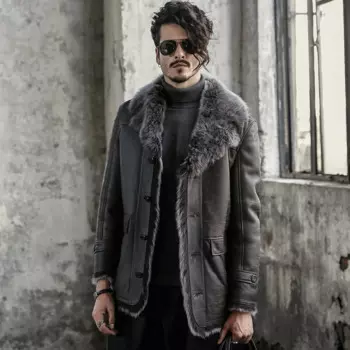 Куртка из овечьей шерсти, темно-зеленого цвета