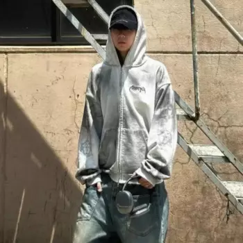 Куртка махровая Мужская/женская с капюшоном и надписью