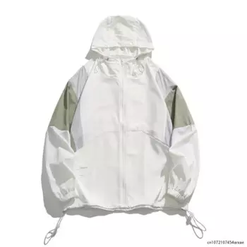 Куртка мужская демисезонная на молнии, повседневная однотонная куртка с капюшоном, свободная верхняя одежда