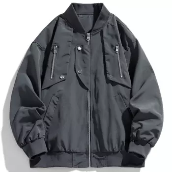 Куртка мужская демисезонная, однотонная бейсбольная куртка, модная повседневная куртка-бомбер серого цвета
