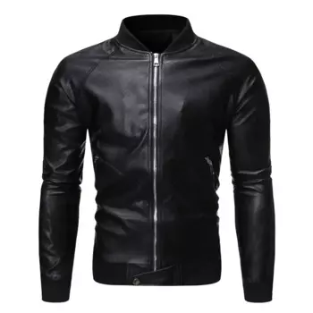 Куртка мужская из искусственной кожи, мотоциклетный пиджак в британском стиле, однотонная деловая куртка для отдыха и офиса, Осень-зима