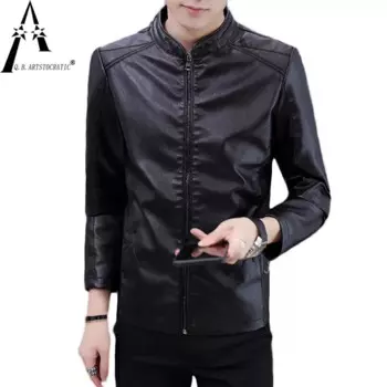 Куртка мужская из искусственной кожи, стильная уличная одежда, винно-Красная кожаная мотокуртка, одежда из искусственной кожи, черный цвет