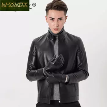 Куртка мужская из натуральной овечьей кожи, на осень