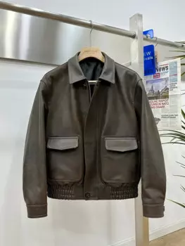 Куртка мужская кожаная сетчатая в стиле ретро