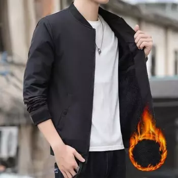 Куртка мужская повседневная ветрозащитная, модное уличное теплое пальто, Бейсбольный воротник, свободная однотонная куртка-бомбер, Осень-зима