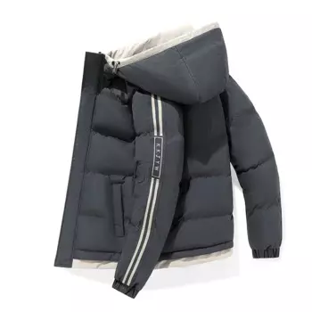 Куртка мужская пуховая из хлопка, модная утепленная теплая хлопковая куртка оверсайз, Молодежная куртка на зиму