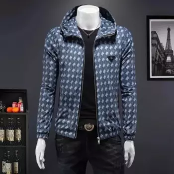 Куртка мужская с капюшоном и принтом, осень 2023