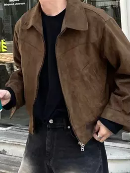 Куртка мужская серая замшевая, на осень/зиму